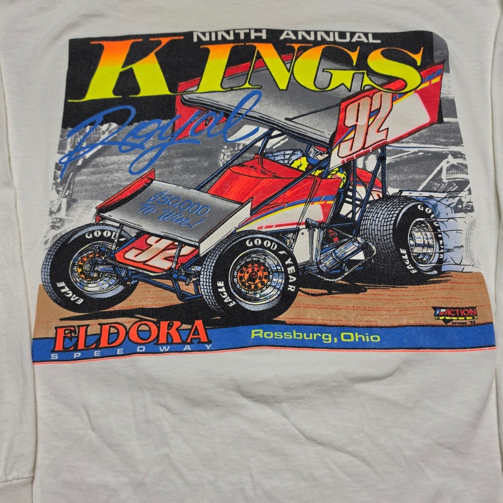 VINTAGE Anvil Kings Royal Eldora Speedway Nightshirt OS White 1992 Racing - Picture 4 of 11
